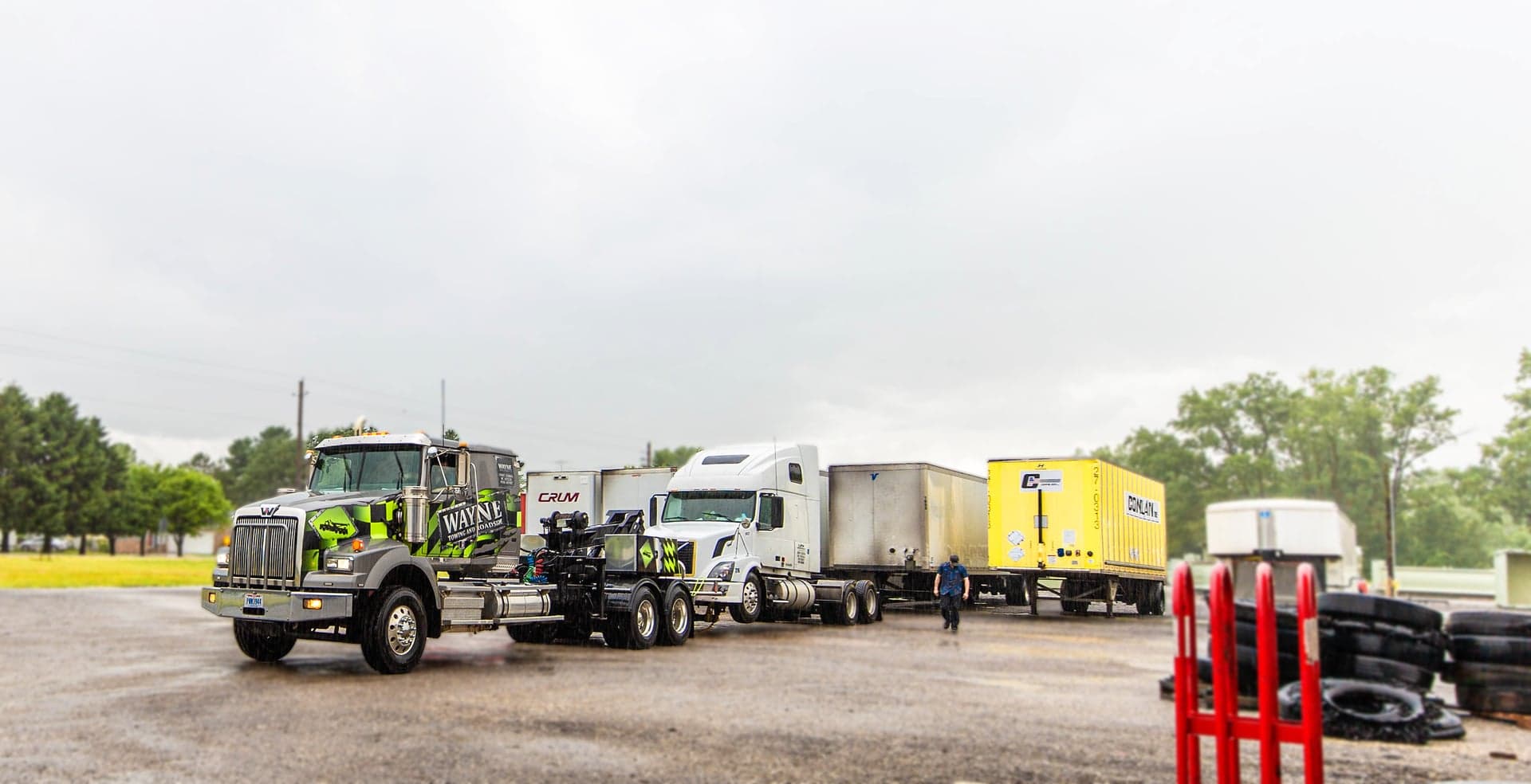 Certified DOT inspector performing annual truck inspection at Wayne Truck & Trailer